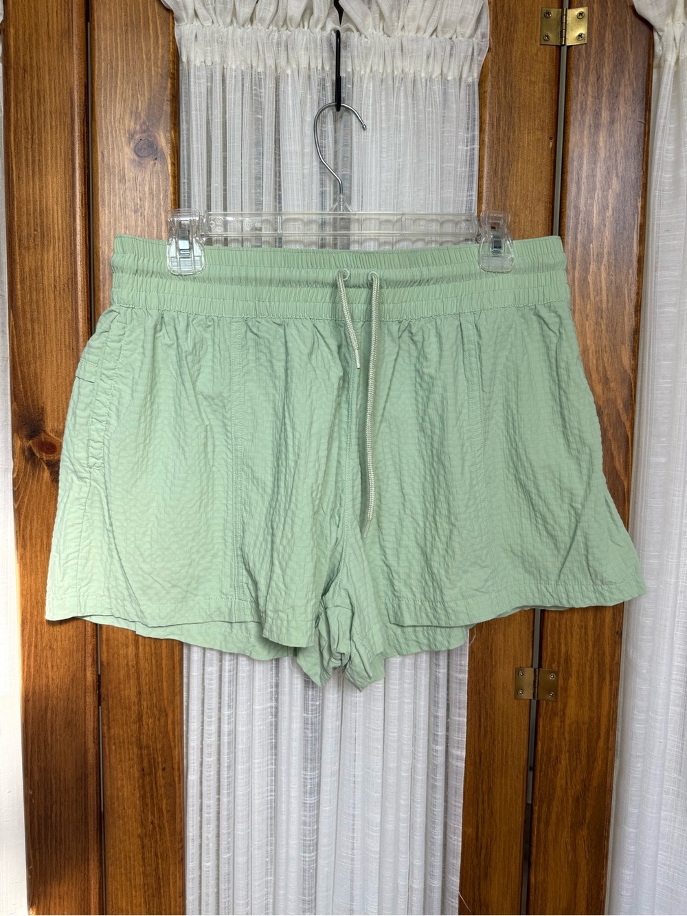 Women's Light Green Drawstring Athletic Shorts